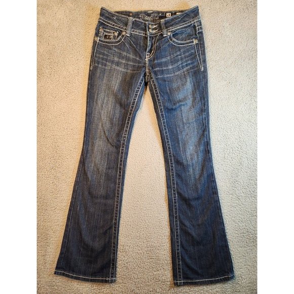 Miss Me Denim - Miss Me Jeans Women's Low Rise Bootcut Jeans Size 28 Rhinestone Frayed Bling
